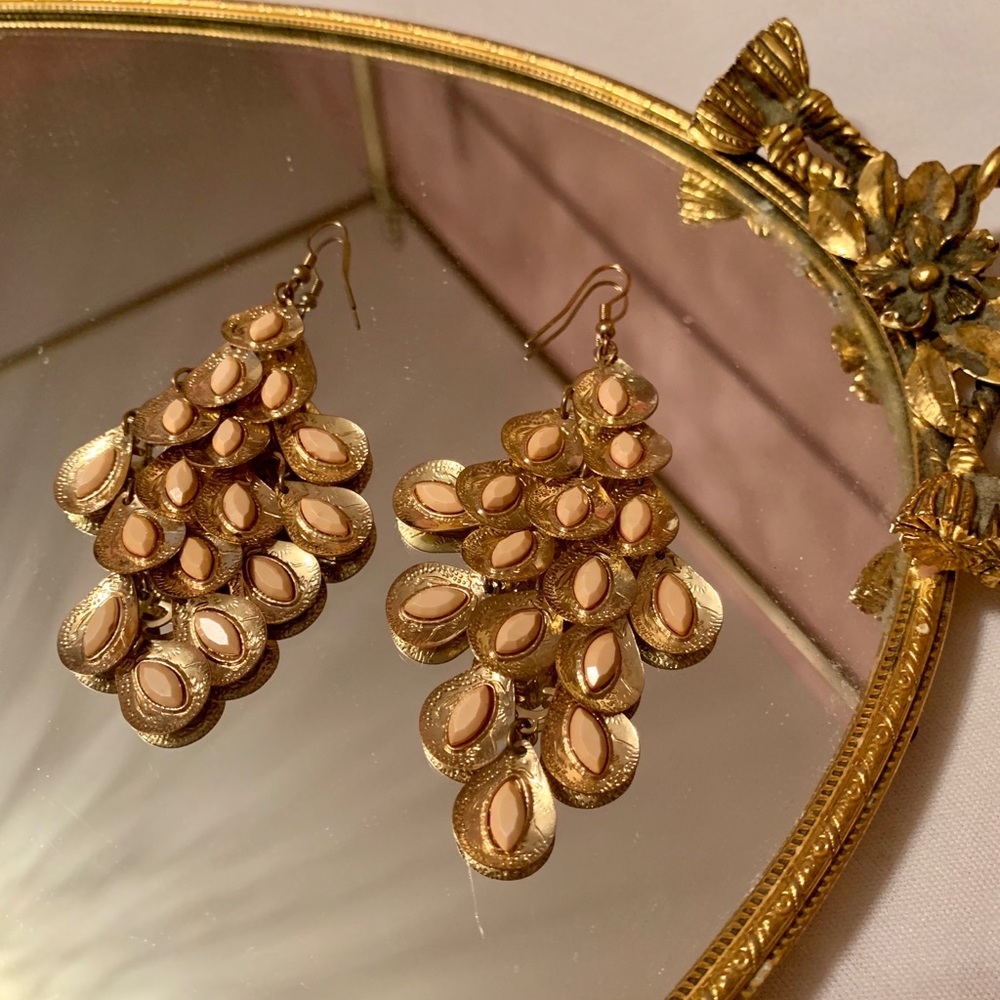 Zara Layered Gold & Light Pink Earrings